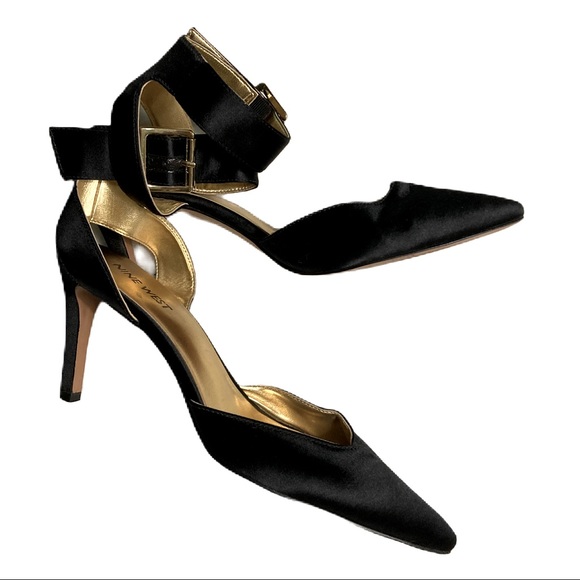 Nine West Shoes - Nine West Black Satin Heels